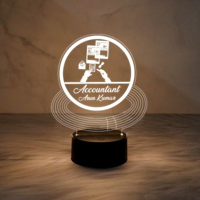 Personalized Accountant LED Table Lamp with Warm White Light & On/Off Touch Button Birthday Thankyou Gifts for Company Accountant